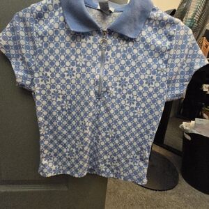 Rue21 Blue and White Floral Kids Polo